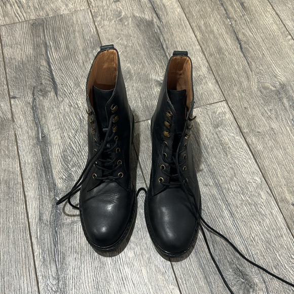 • Madewell • Women’s Kellie Combat Style Lace Up Boots Black Leather  7.5 - Picture 4 of 7
